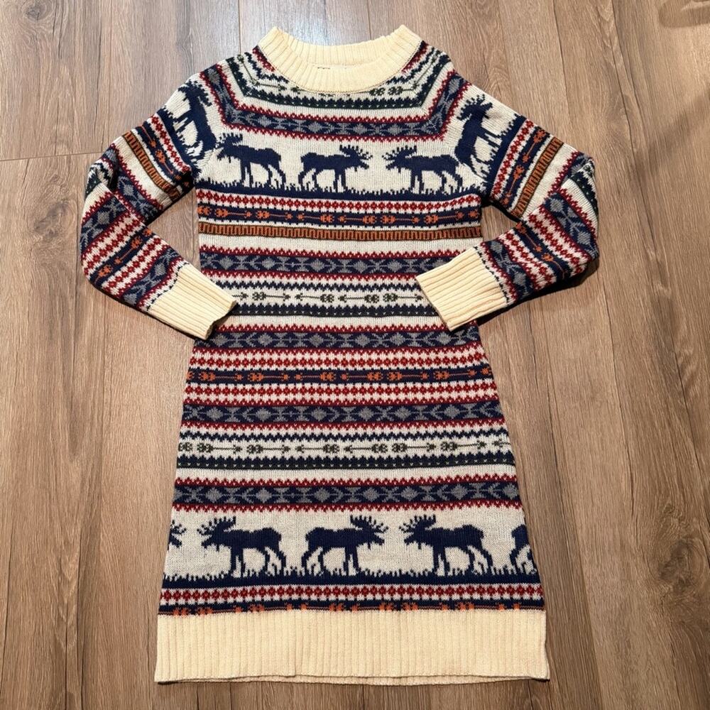 Kiel James Patrick Cozy Cabin Sweater Dress Women’s Moose Knit Long Sleeve Small - Picture 2 of 9